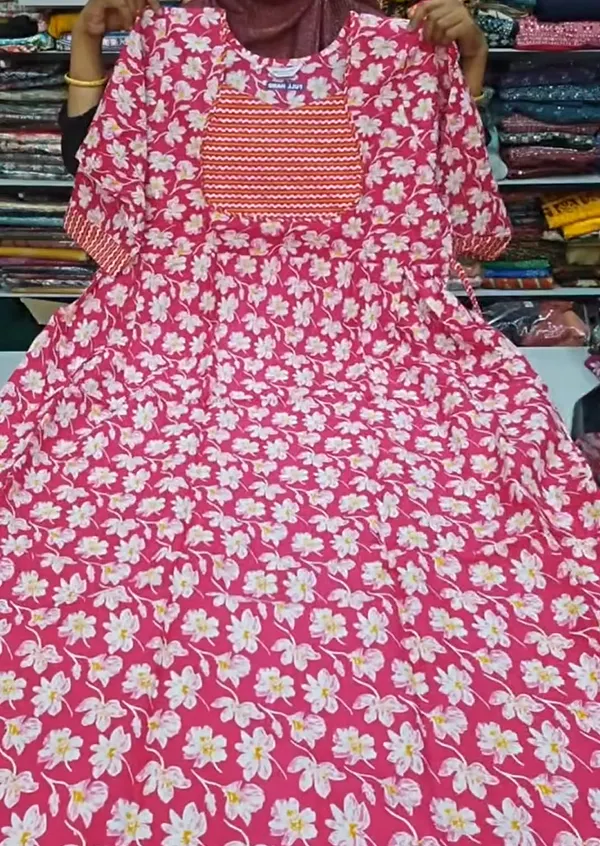 Premium Cotton Frock Style Nighty with Adjustable Rope & Side Pocket | NT3280